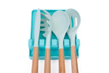 Load image into Gallery viewer, EnviKitchen Silicone Spoon Rest - Cooking Utensil Holder with Drip Pad Walls - Multiple Spoon Rest with Wider Slots for Bigger Utensils, Tongs - BPA-Free Spatula Rest for Stove, Kitchen, Countertop - Tranquil Turquoise