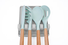 Load image into Gallery viewer, EnviKitchen Silicone Spoon Rest - Cooking Utensil Holder with Drip Pad Walls - Multiple Spoon Rest with Wider Slots for Bigger Utensils, Tongs - BPA-Free Spatula Rest for Stove, Kitchen, Countertop - Ultimate Gray