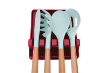 Load image into Gallery viewer, EnviKitchen Silicone Spoon Rest - Cooking Utensil Holder with Drip Pad Walls - Multiple Spoon Rest with Wider Slots for Bigger Utensils, Tongs - BPA-Free Spatula Rest for Stove, Kitchen, Countertop - Velvet Red