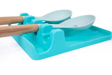 Load image into Gallery viewer, EnviKitchen Silicone Spoon Rest - Cooking Utensil Holder with Drip Pad Walls - Multiple Spoon Rest with Wider Slots for Bigger Utensils, Tongs - BPA-Free Spatula Rest for Stove, Kitchen, Countertop - Tranquil Turquoise
