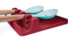 Load image into Gallery viewer, EnviKitchen Silicone Spoon Rest - Cooking Utensil Holder with Drip Pad Walls - Multiple Spoon Rest with Wider Slots for Bigger Utensils, Tongs - BPA-Free Spatula Rest for Stove, Kitchen, Countertop - Velvet Red