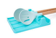 Load image into Gallery viewer, EnviKitchen Silicone Spoon Rest - Cooking Utensil Holder with Drip Pad Walls - Multiple Spoon Rest with Wider Slots for Bigger Utensils, Tongs - BPA-Free Spatula Rest for Stove, Kitchen, Countertop - Tranquil Turquoise